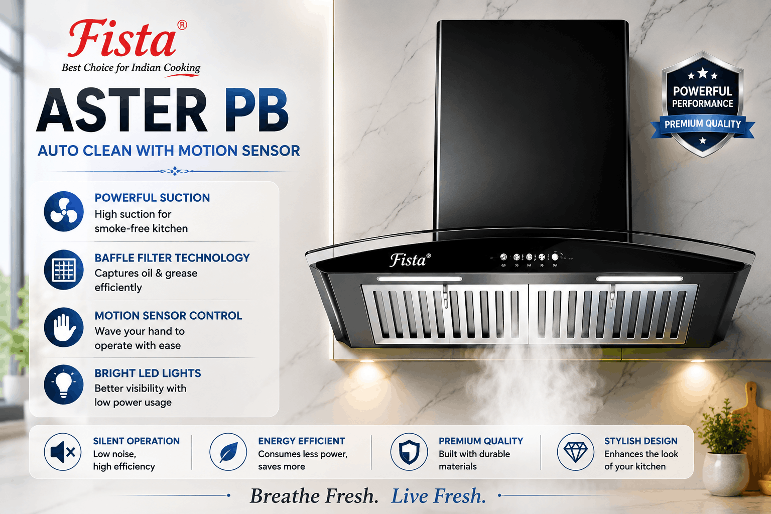 Aster PB Auto-Clean Kitchen Chimney