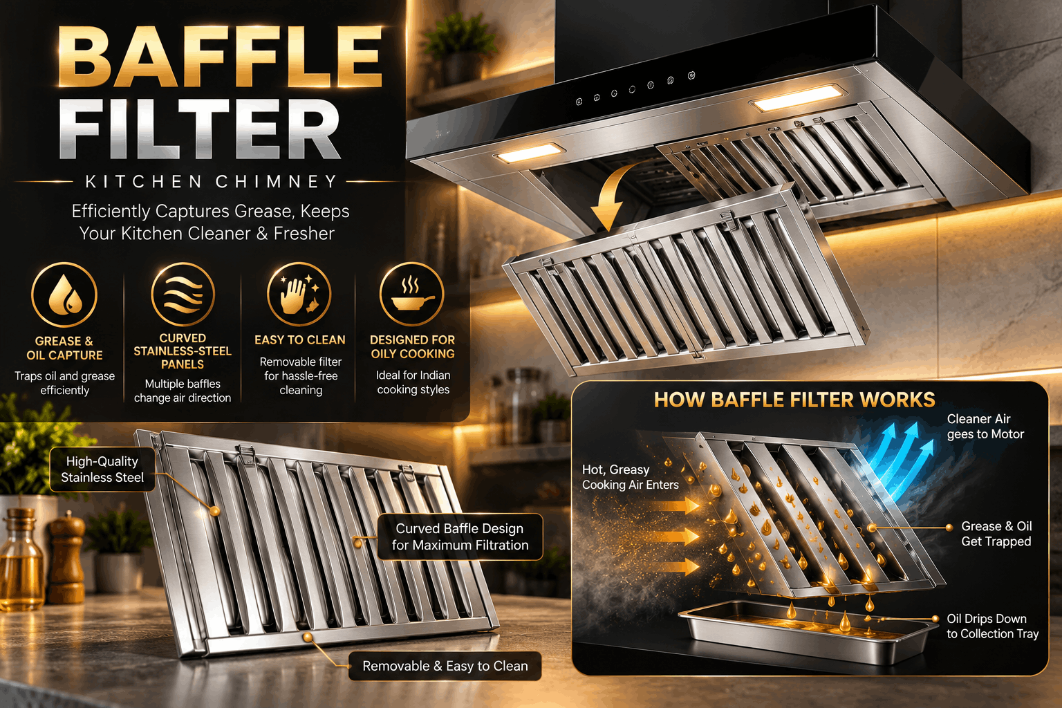Baffle Filter Replacement Set
