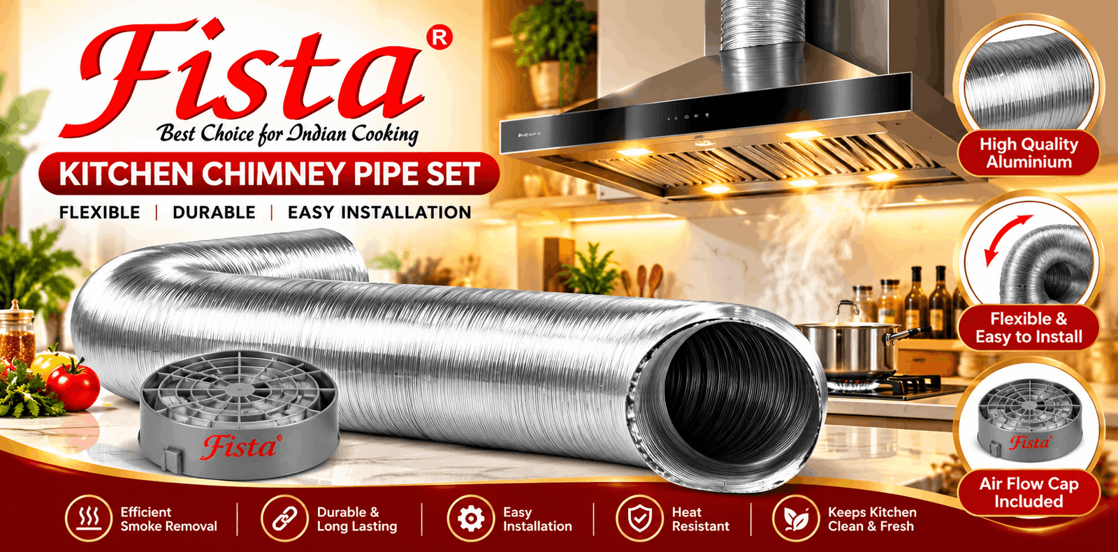 6 Inch Aluminum Flexible Duct Pipe Upto 15 Ft