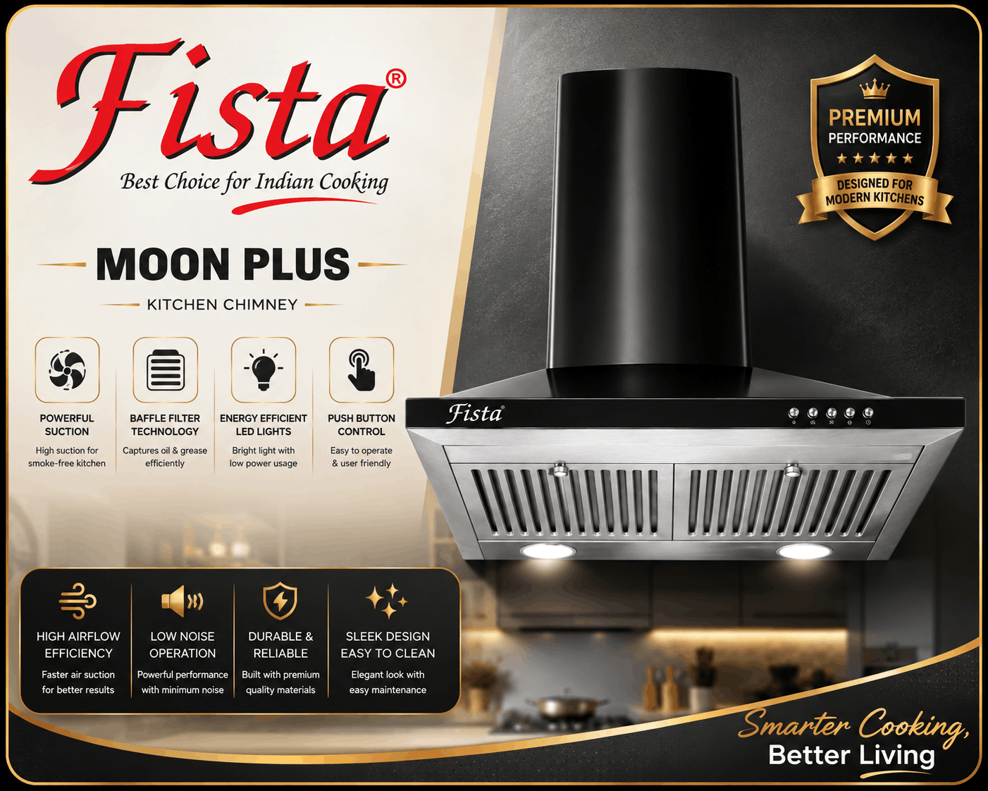Moon Plus Auto Clean Kitchen Chimney